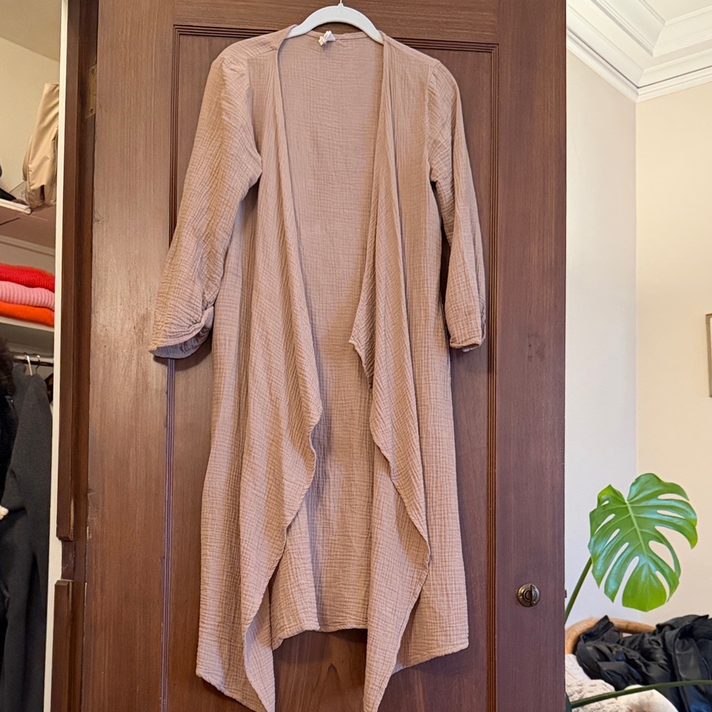 Tan Open Front Cardigan